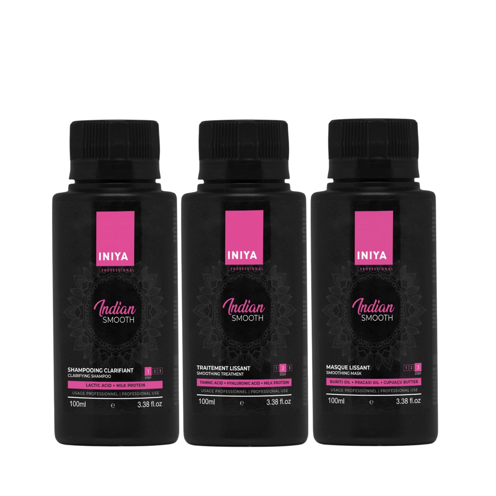 Kit De Lissage Iniya Tanin - Lissage Indien Pour Cheveux Raides Effet Miroir, 1L - Anti-frisottis, Avec Kératine Et Tanin